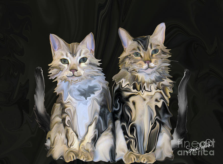 Cat Digital Art - Marble Meows by Sherin  Hylan