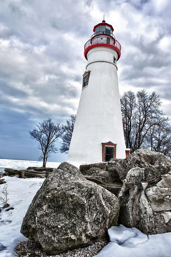 Winter Photograph - Marblehead Lighthouse by Renee Sullivan