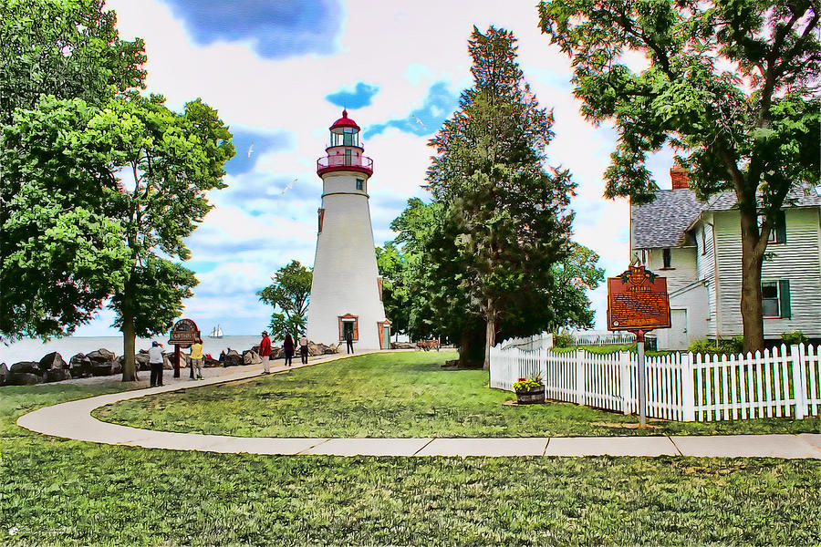 Lighthouse Painting - Marblehead Lighthouse by Tom Schmidt