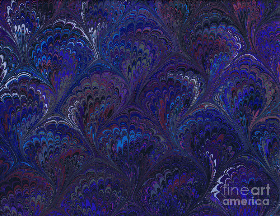 Marbleized Endpaper in Blues and Lavenders Digital Art by Melissa A Benson