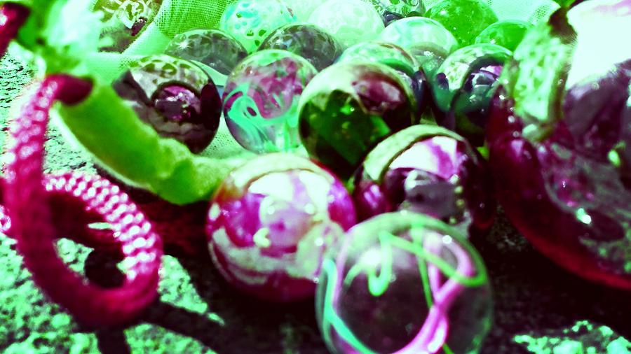 Ball Photograph - Marbles Green Edit by Candy Floss Happy