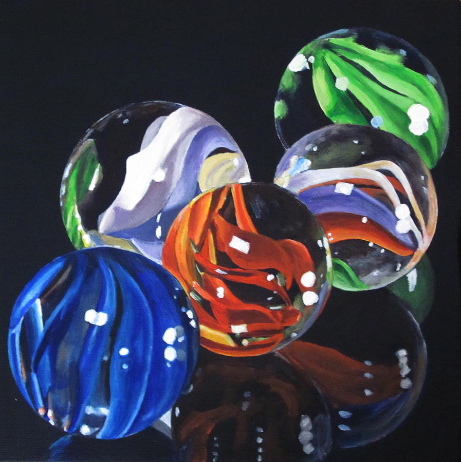 Still Life Painting - Marbles painting by Lillian  Bell