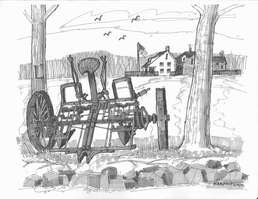 Marbletown Farm Equipment Drawing by Richard Wambach