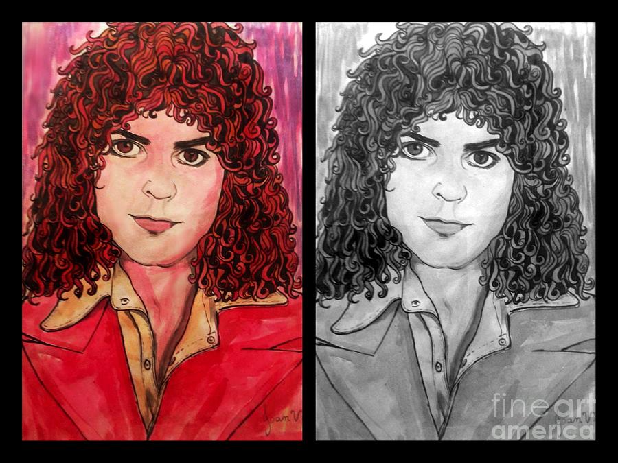 Marc Bolan Double Portrait  Painting by Joan-Violet Stretch
