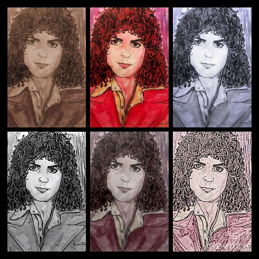 Marc Bolan Glam Rocker Collage Mixed Media by Joan-Violet Stretch