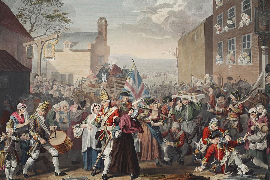 Male Drawing - March Of The Guards To Finchley by William Hogarth