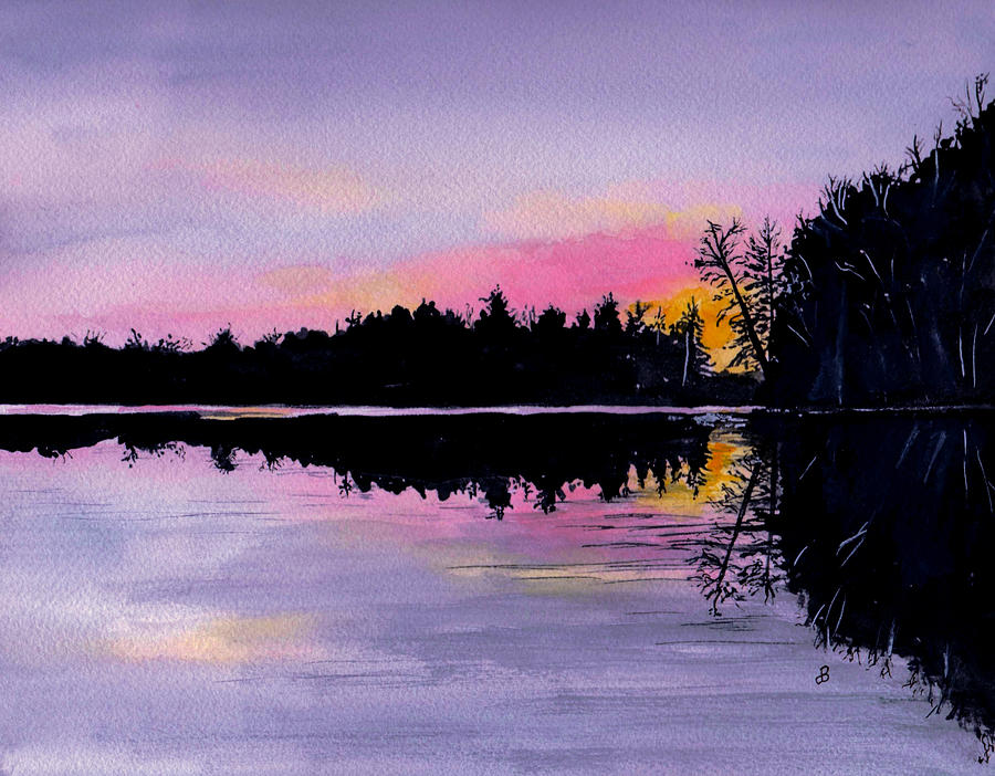 March Sunset in Maine Painting by Brenda Owen