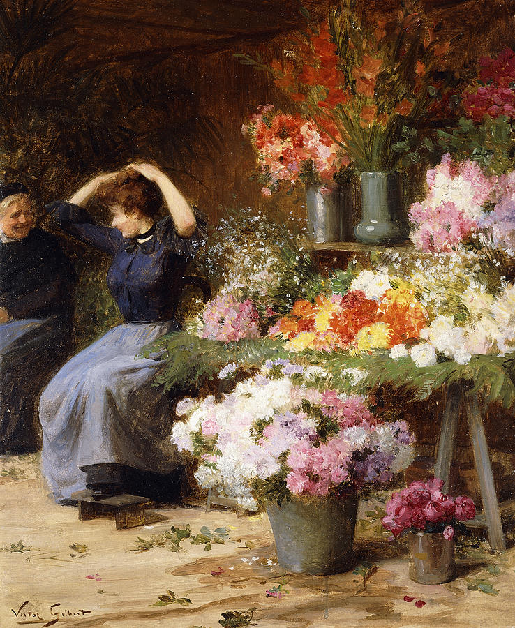 Flower Painting - Marchande de Fleurs by Victor Gabriel Gilbert