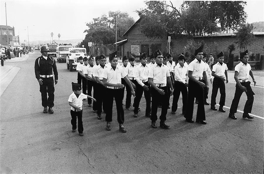 Marchers number 1 100th Anniversary Parade Nogales Arizona 1980 black and white  Photograph by David Lee Guss