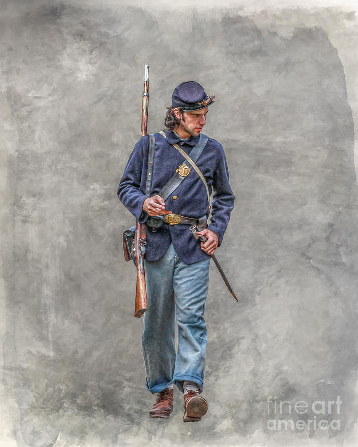 Gettysburg National Park Digital Art - Marching Union Soldier Ver Three by Randy Steele