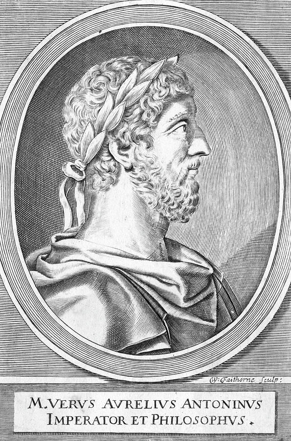 Marcus Drawing - Marcus Aurelius          Date 121 - 180 by Mary Evans Picture Library