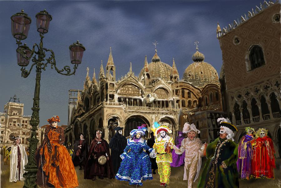 Venice Painting - Mardi Gras a Venice by Jadranka C Grbic