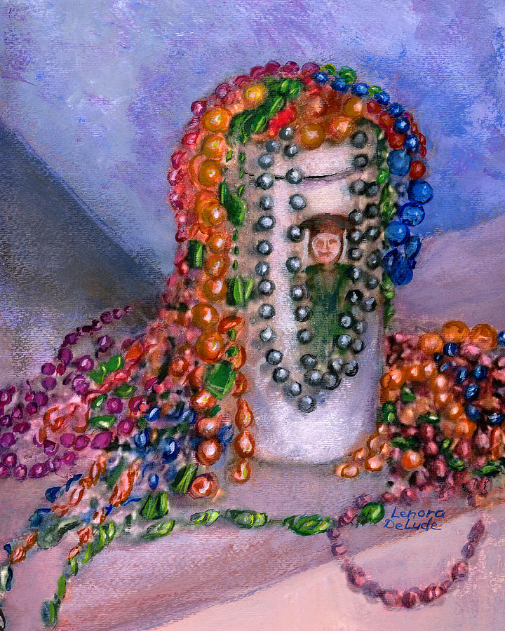 Mardi Gras Beads in Louisiana Painting by Lenora  De Lude