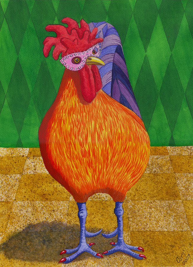 Chicken Painting - Mardi Gras Chicken by Catherine G McElroy