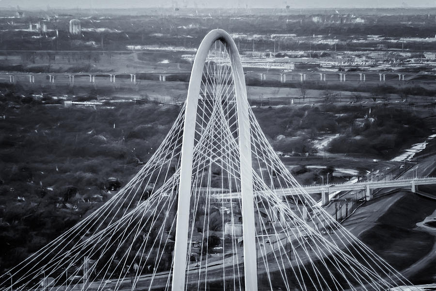 Dallas Photograph - Margaret Hunt Hill Bridge Central Arch BW by Joan Carroll