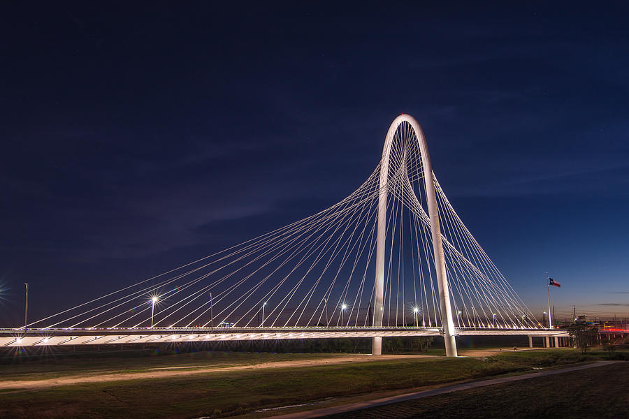Margaret Hunt Hill Bridge in Dallas at Night Photograph by Todd Aaron