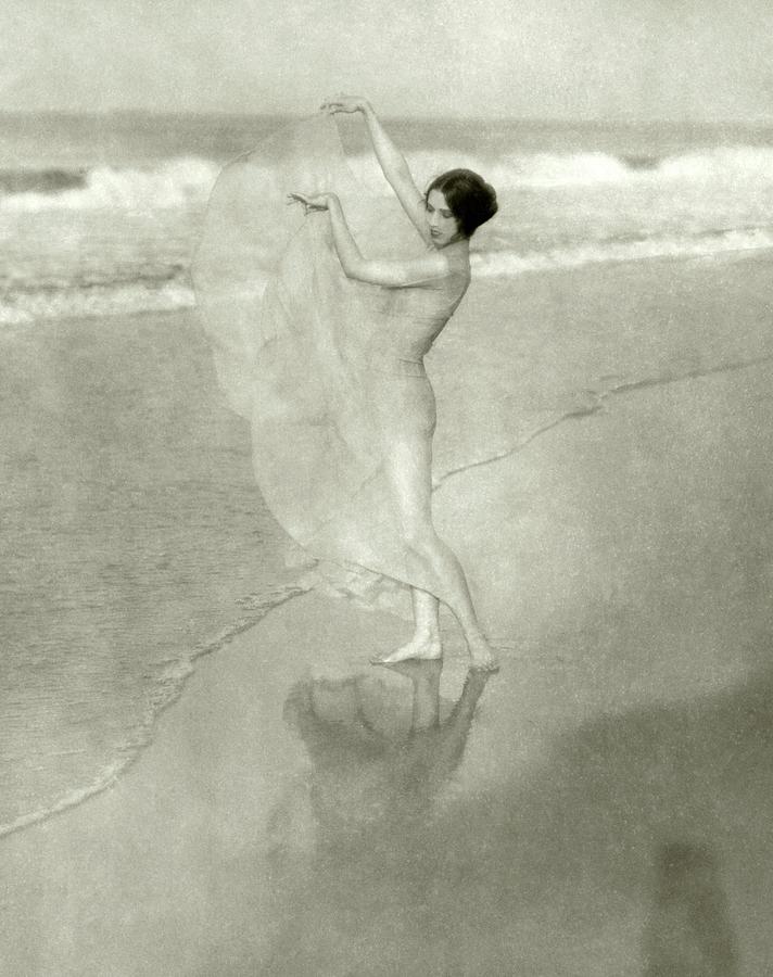 Margaret Severn On A Beach Photograph by Arnold Genthe