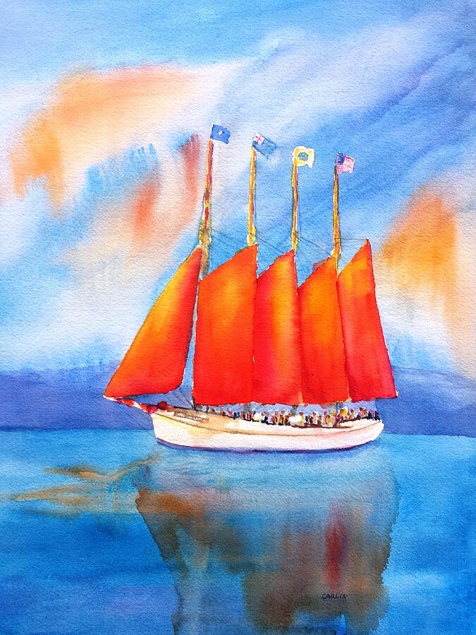 Margaret Todd Schooner Bar Harbor Painting by Carlin Blahnik CarlinArtWatercolor