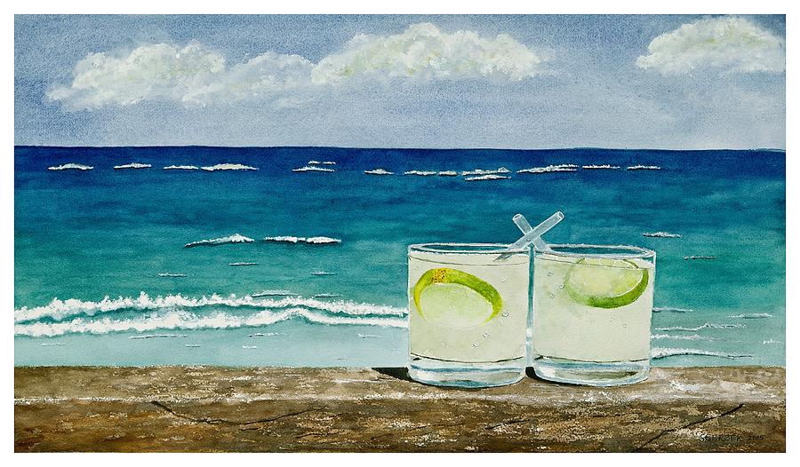 Cocktail Painting - Margaritas in Tulum by Sharon Gerber