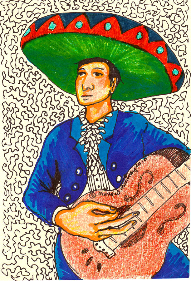 Mariachi Drawing by MJ Montney