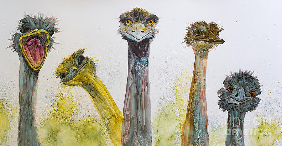 Ostrich Mixed Media - Maribel and the McTufts by Laurie Henry
