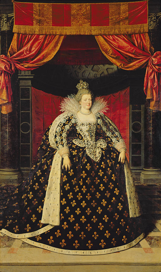 Queen Photograph - Marie De Medici 1573-1642 In Coronation Robes, C.1610 Oil On Canvas by Frans II Pourbus