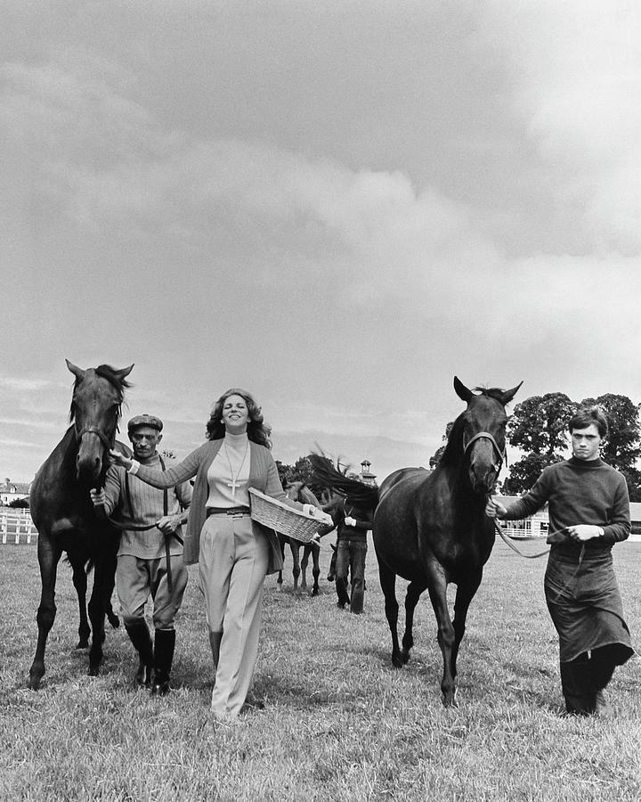 Marie-helene De Rothschild With Horses And Stable Photograph by Henry Clarke