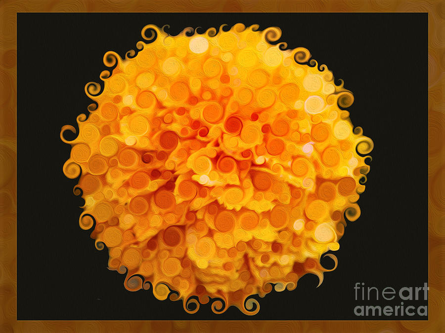 Marigold Magic Abstract Flower Art Painting by Omaste Witkowski