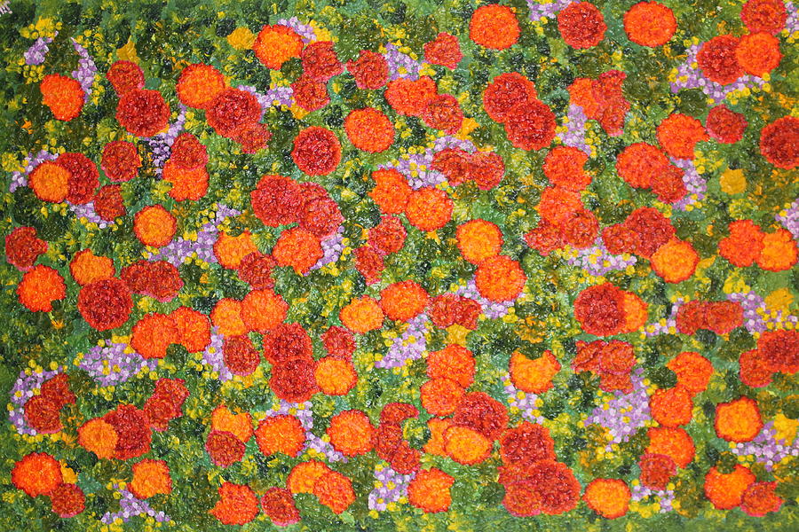 Flower Painting - Marigolds  #1 by Jilly Curtis