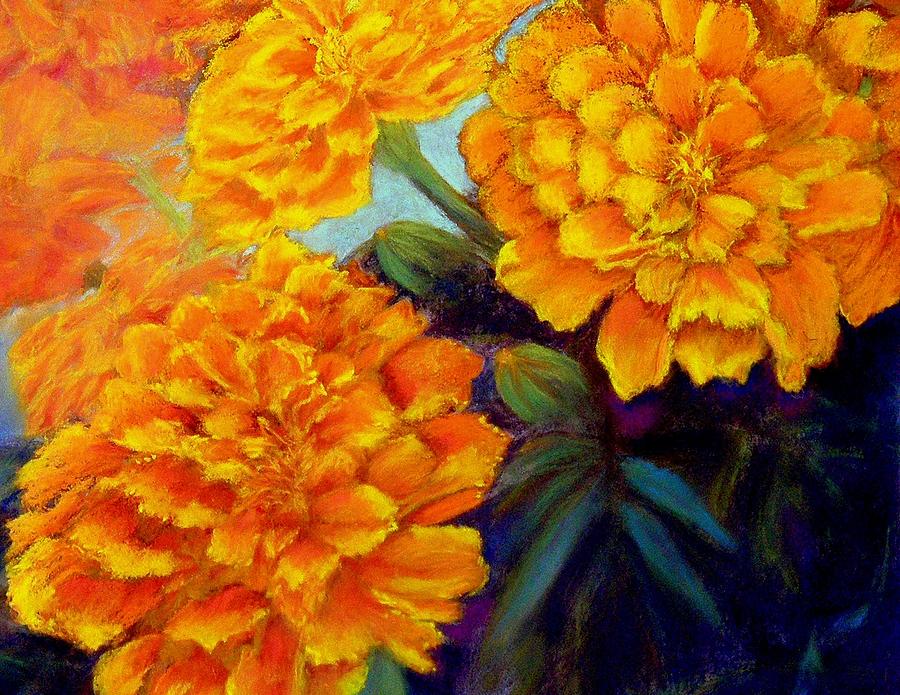 Marigolds in Bloom Pastel  Sold Pastel by Antonia Citrino