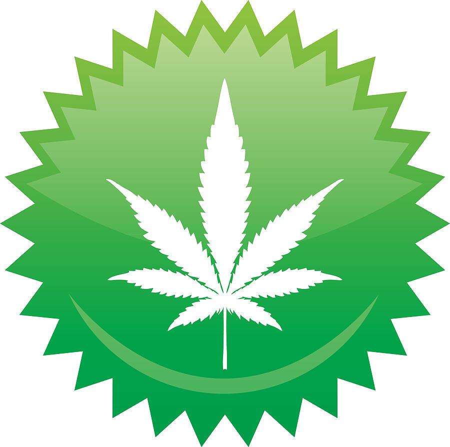 Marijuana Leaf Emblem Drawing by RobinOlimb