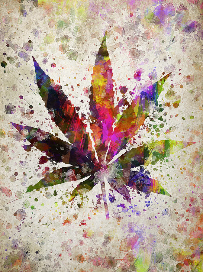 Marijuana Leaf in Color Digital Art by Aged Pixel