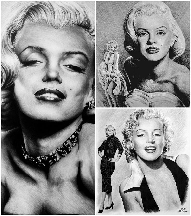 Marilyn collage Drawing by Andrew Read