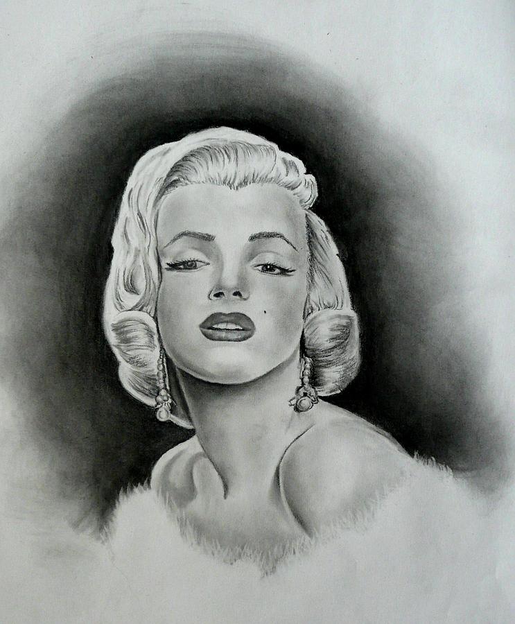 Marilyn Drawing By E White - Fine Art America