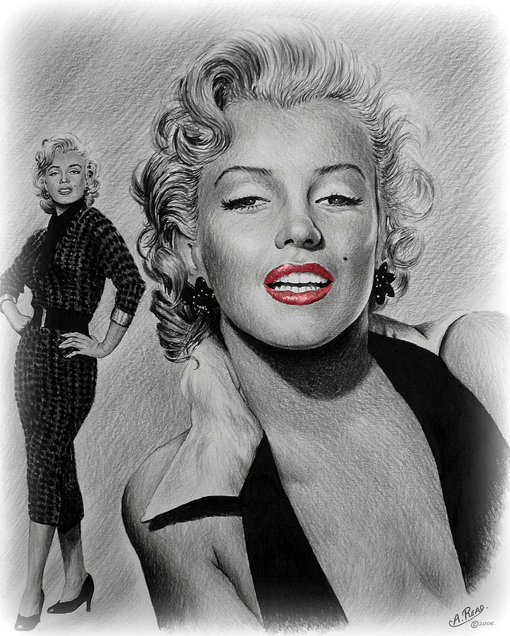 Marilyn Monroe Drawing - Marilyn Hot Lips version by Andrew Read