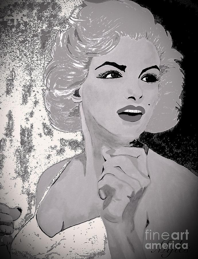 Marilyn Monroe Painting - Marilyn in Black and White by Saundra Myles