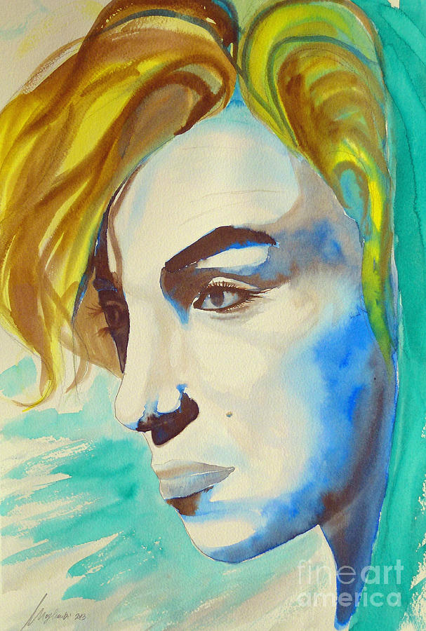 Marilyn in blue Painting by Rosario Mogliarisi