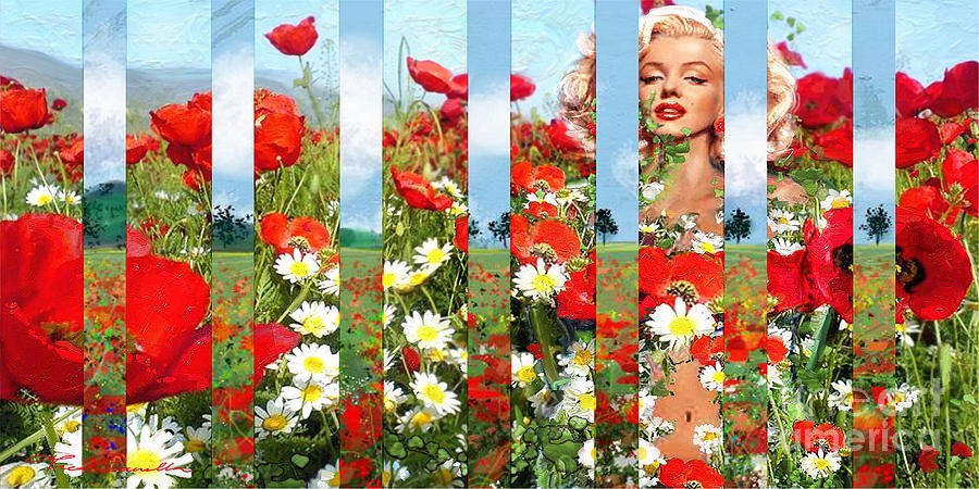Hollywood Painting - Marilyn in poppies 1 by Theo Danella