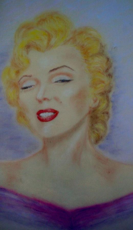 Marilyn in Purple Dress Pastel by Marjudy Royo - Fine Art America