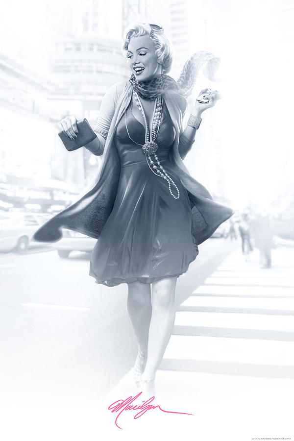Hollywood Digital Art - Marilyn In The City Pink by JJ Brando