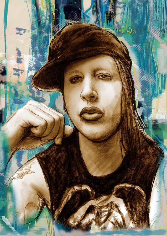 Marilyn Manson stylised pop art drawing potrait poser stylised pop art