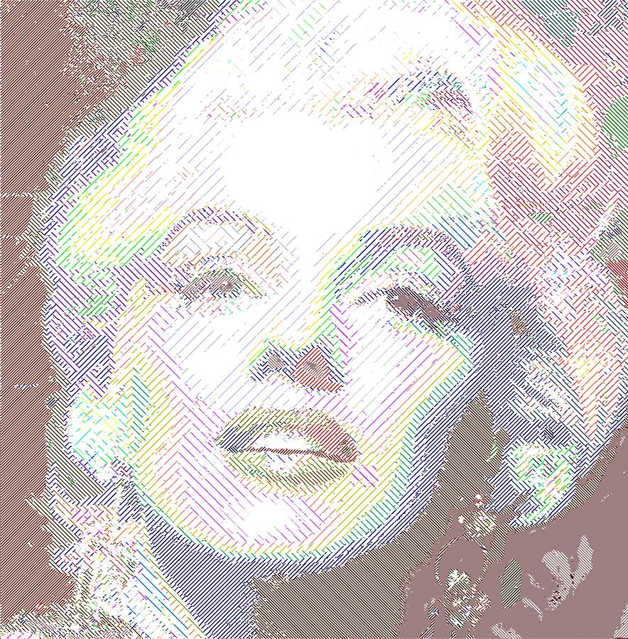 Marilyn Monroe 01 - Parallel Hatching Drawing by Samuel Majcen