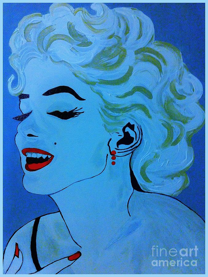 Marilyn Monroe  Blue Pop Painting by Saundra Myles