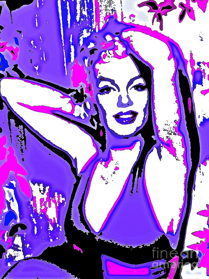 Marilyn Monroe in Purple and Pink Painting by Saundra Myles