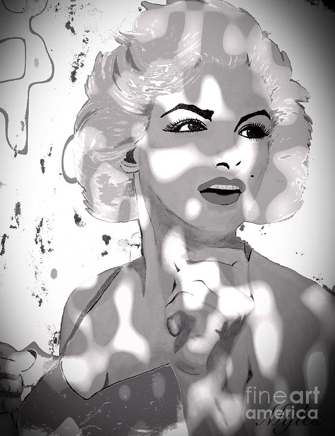 Marilyn Monroe in the Shadows Painting by Saundra Myles