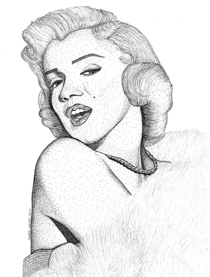 Marilyn Monroe Pointillism Drawing By Marie Wern