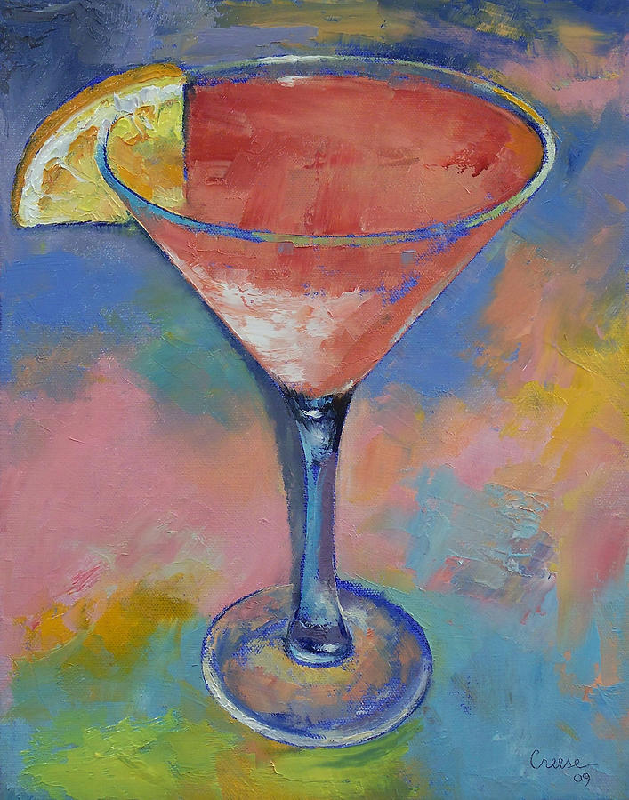 Martini Painting - Martini with Lemon by Michael Creese