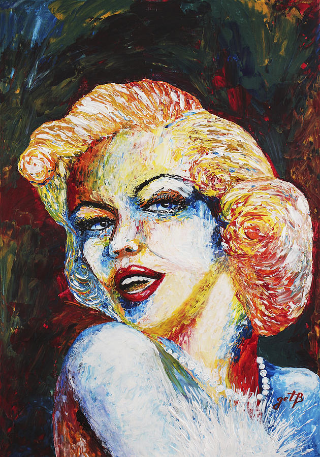 Marilyn Monroe original palette knife painting Painting by Georgeta Blanaru