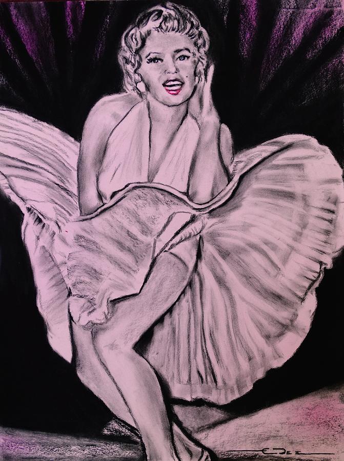Marilyn Monroe Pretty In Pink Lite Drawing by Eric Dee
