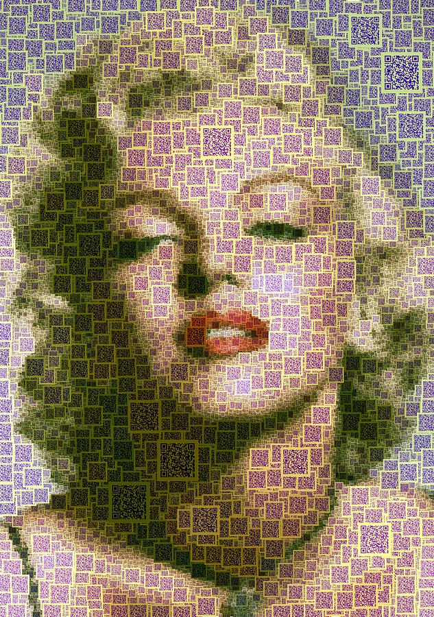 Marilyn Monroe - QR Code Digital Art by Samuel Majcen